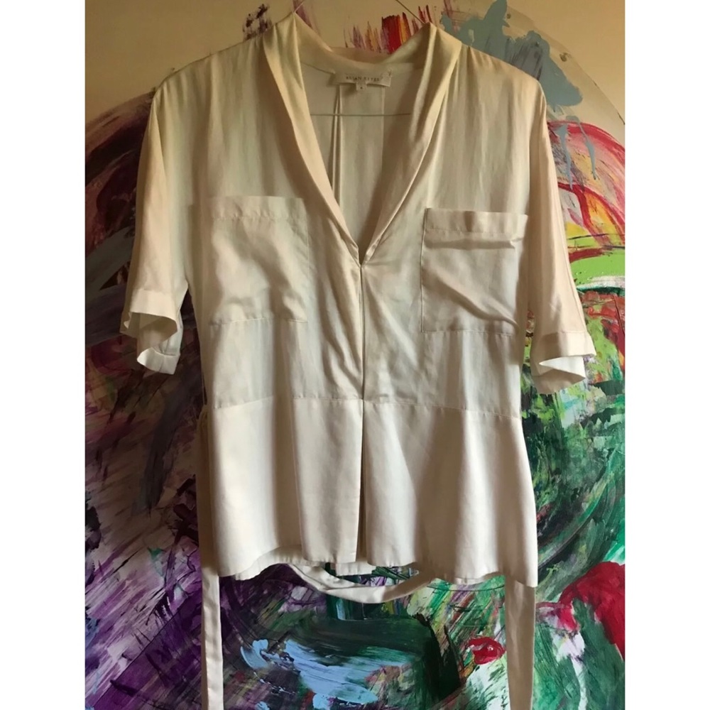 BRIAN REYES Short Sleeve Blouse Top 4 Small